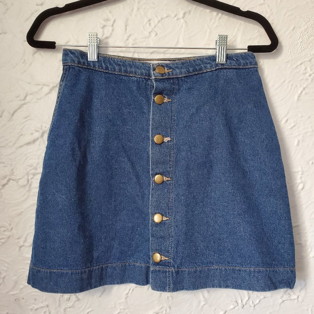 American Apparel Denim Button Front A-Line Skirt